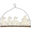 Decoro natalizio, slitta con renne, H: 8 cm, l: 22 cm, compensato, 1pz, P 0,5 cm