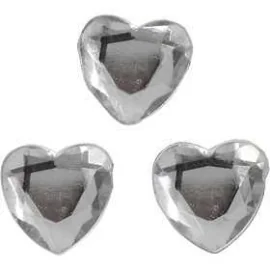 Strass, argento, misura 10 mm, cuore, 150pz