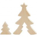 Figura 2 in1, alberi di Natale, H: 8+20 cm, l: 6,5+14,5 cm, compensato, 1set, P 2 cm