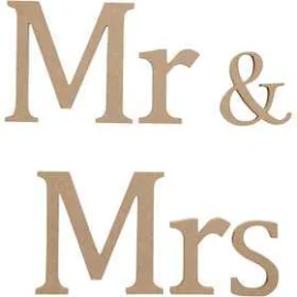 Lettere, Mr & Mrs , H: 13 cm, P 1,5 cm, MDF, 1set