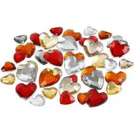 Strass, misura 6+10+14 mm, armonia rosso, cuori, 252asst.