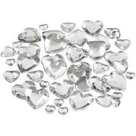 Strass, misura 6+10+14 mm, argento, cuori, 252asst.