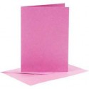 Biglietti e buste , dim. cartoncino 10,5x15 cm, dim. busta 11,5x16,5 cm, rosa, 6set