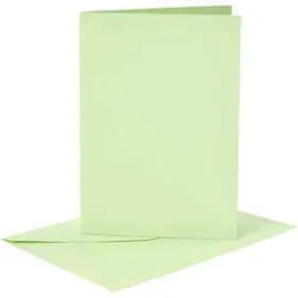 Biglietti e buste, dim. cartoncino 10,5x15 cm, dim. busta 11,5x16,5 cm, verde chiaro, 6set