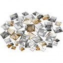 Strass, misura 6+9+12 mm, armonia dorata/argento, quadrato, 360asst.