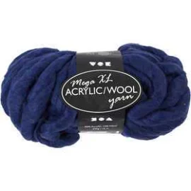 Filo acrilico misto lana XL, L: 15 m, blu scuro, mega, 300g