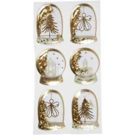 Shaker stickers , misura 49x32+45x36 mm, oro, angelo, albero e casa, 6pz