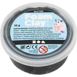 Foam Clay® , nero, glitter, 35g