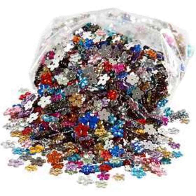 Strass, diam: 6+10+12 mm, colori asst., fiori, 2520asst.