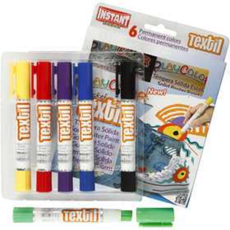 Pittura per tessuto Playcolor, L: 14 cm, diam: 15 mm, colori asst., 6pz