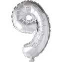 Palloncino alluminio - 9, argento, H: 41 cm, 9, 1pz