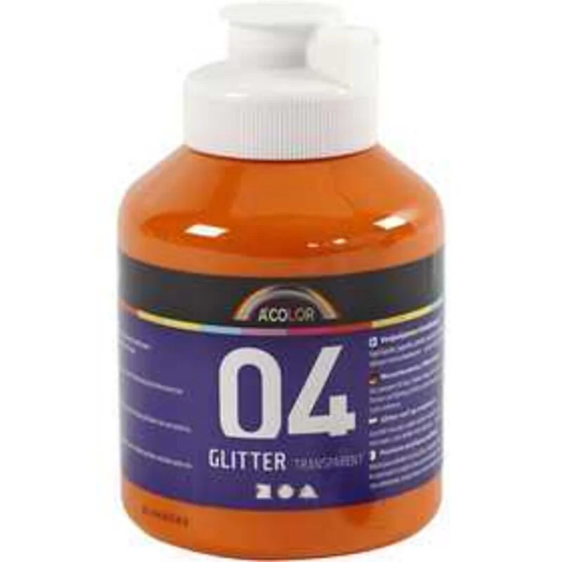 Pittura acrilica A-Color, arancio, arancione - glitter, 500ml