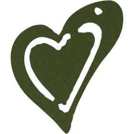 Cuore, verde scuro, misura 25x22 mm, spess. 1,7 mm, 20pz