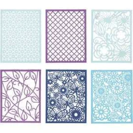 Blocco con cartoncini fantasia merlettati, A6 104x146 mm, 200 g, blu, azzurro, blu scuro, viola, 24pz