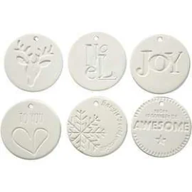 Decorazioni pendenti, misura 7x7 cm, spess. 0,6 cm, bianco, 24pz