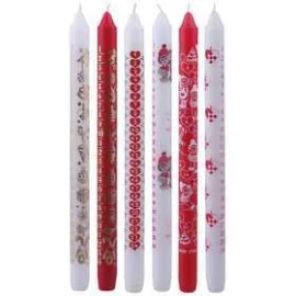 Candele dell'Avvento, diam: 22 mm, H: 30 cm, bianco, rosso, 24pz