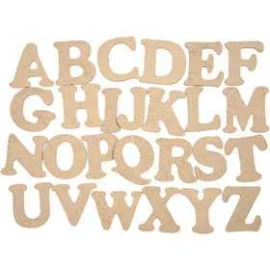 Lettere in legno, A-Z, H: 4 cm, spess. 2,5 mm, MDF, 26pz