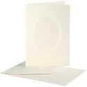 Cartoncino passepartout, dim. cartoncino 10,5x15 cm, dim. busta 11,5x16,5 cm, off-white, ovale, 10set, misura buco 6,5x8,8 cm