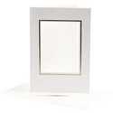 Biglietto con passepartout, dim. cartoncino 10,5x15 cm, dim. busta 11,5x16,5 cm, off-white, rettangolare con bordo oro, 10set, m