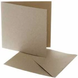 Biglietti e buste, dim. cartoncino 12,5x12,5 cm, dim. busta 13,5x13,5 cm, natural, 10set