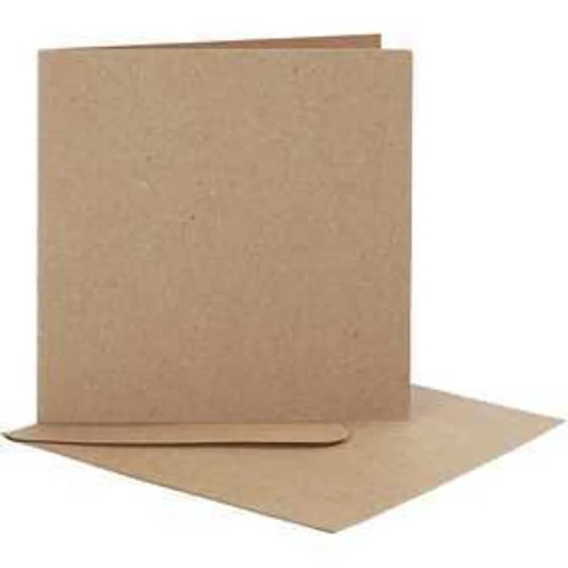 Biglietti e buste, dim. cartoncino 12,5x12,5 cm, dim. busta 13,5x13,5 cm, natural, 10set