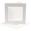 Biglietto con passepartout, dim. cartoncino 12,5x12,5 cm, dim. busta 13,5x13,5 cm, off-white, quadrato, 10set, misura buco 8,5x8