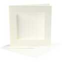 Biglietto con passepartout, dim. cartoncino 12,5x12,5 cm, dim. busta 13,5x13,5 cm, off-white, quadrato, 10set, misura buco 8,5x8