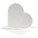 Cartoncini a forma di cuore, dim. cartoncino 12,5x12,5 cm, dim. busta 13,5x13,5 cm, off-white, 10set