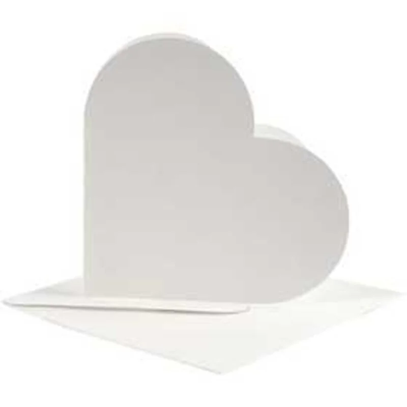 Cartoncini a forma di cuore, dim. cartoncino 12,5x12,5 cm, dim. busta 13,5x13,5 cm, off-white, 10set