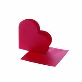 Cartoncini a forma di cuore, dim. cartoncino 12,5x12,5 cm, dim. busta 13,5x13,5 cm, rosso, 10set