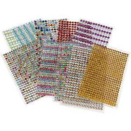 Strass, diam: 4-6 mm, foglio 16x9,5 cm, colori asst., 10fgl.