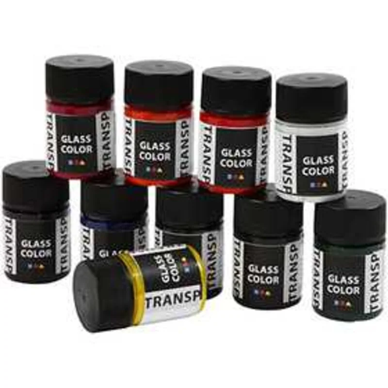 Colore trasparente per vetro, colori asst., 10x35ml