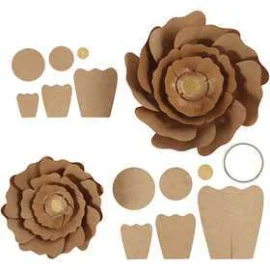 Fiori di carta, natural, diam: 15+25 cm, 2pz