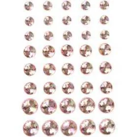 Diamanti sintetici, misura 6+8+10 mm, rosa, 40asst.