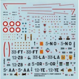 Decalcomania Dassault Mirage F.1C (7) 5-OR EC 2/5 Ile de France 1989 5-AA EC 3/5 Comtat-Venaissin 12-YE EC 1/12 Cambresis 1986 1