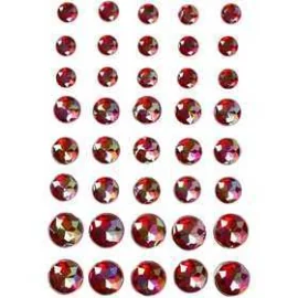 Diamanti sintetici, misura 6+8+10 mm, rosso, 40asst.