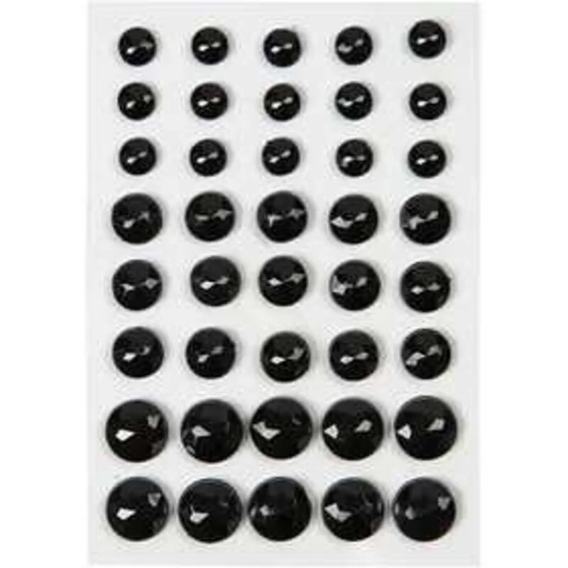 Diamanti sintetici, misura 6+8+10 mm, nero, 40asst.