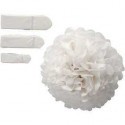 Pom-poms di carta velina, bianco, diam: 20+24+30 cm, 16 g, 3asst.