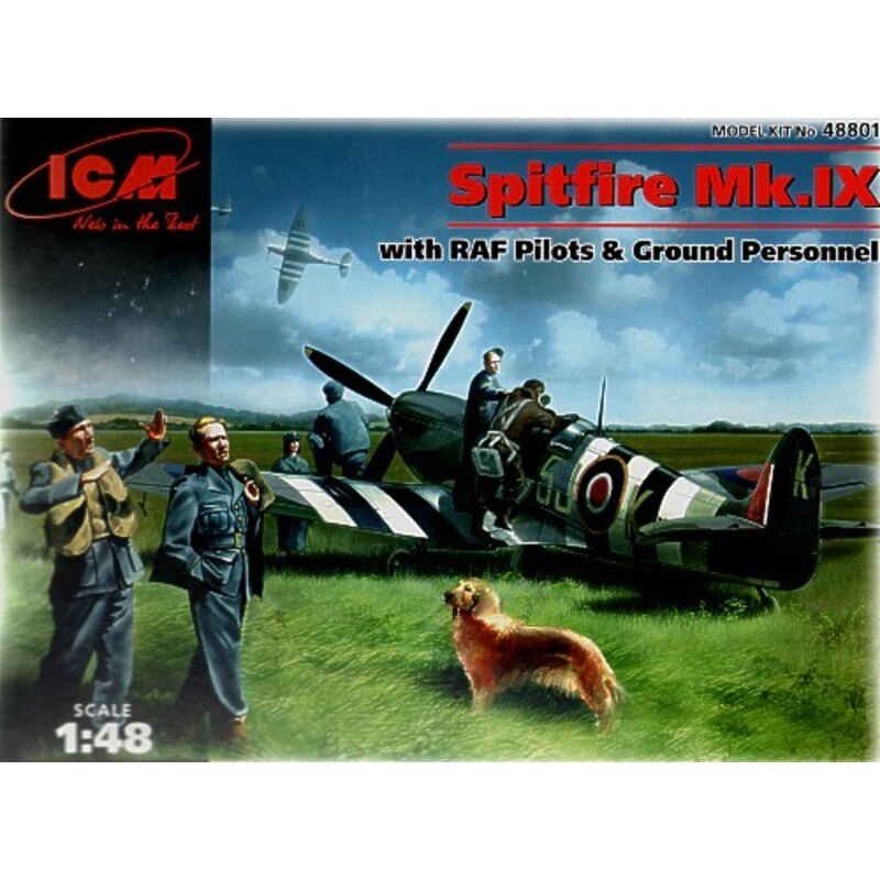 Kit modello Supermarine Spitfire with Pilots Ground crew airfield equipment and a dog