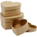 Scatole cuore, diam: 10+12,5+15 cm, H: 5+6,5+7,5 cm, 3pz