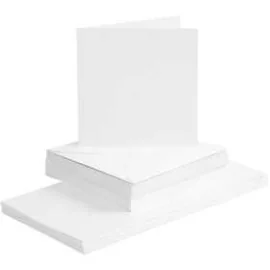 Biglietti e buste, dim. cartoncino 15x15 cm, dim. busta 16x16 cm, bianco, 50set