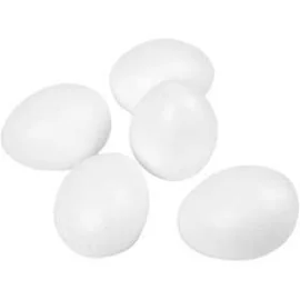 Uova di polistirolo, H: 8 cm, bianco, polistirolo, 50pz