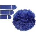 Pom-poms in carta velina, blu scuro, diam: 20+24+30 cm, 16 g, 3pz