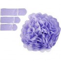 Pom-poms in carta velina, viola, diam: 20+24+30 cm, 16 g, 3pz