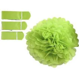 Pom-poms in carta velina, verde lime, diam: 20+24+30 cm, 16 g, 3pz