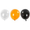 Palloncini, bianco, arancio, nero, diam: 23-26 cm, rotondi, 10asst.