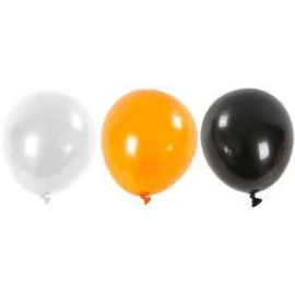 Palloncini, bianco, arancio, nero, diam: 23-26 cm, rotondi, 10asst.