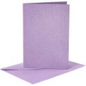 Biglietti e buste, dim. cartoncino 10,5x15 cm, dim. busta 11,5x16,5 cm, viola, madreperla, 4set