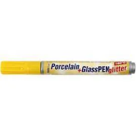 Penna per vetro e porcellana, ampiezza tratto: 2-4 mm, giallo, glitter - semi opaque, 1pz