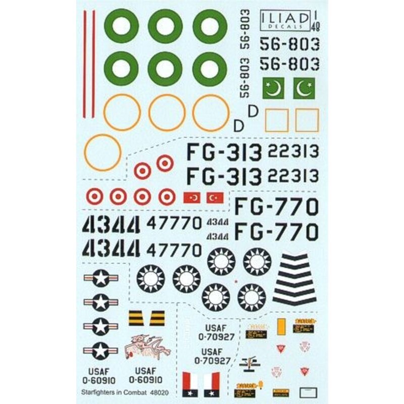Decalcomania Lockheed F-104 Starfighters in Combat (6) Lockheed F-104A D Pakistan Air Force Lockheed F-104C 0-70927 Debbbie Sue 
